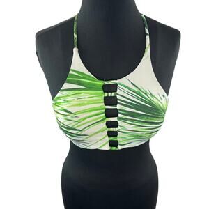 TiniBikini White Green SwimSuit Set Nylon Stretch Tropical Print Size Medium M